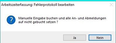 Rückmeldung Manuelle Eingabe übernehmen