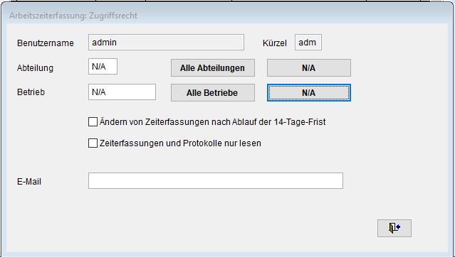Stammdaten Zeiterfassung Zugriffsrechte